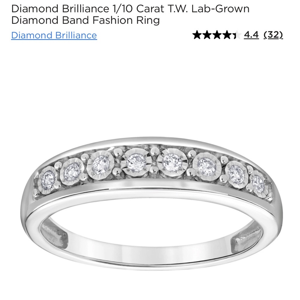 Diamond Brilliance 1/10 Carat T.W. Lab-Grown
Diamond Band Fashion Ring Size 8